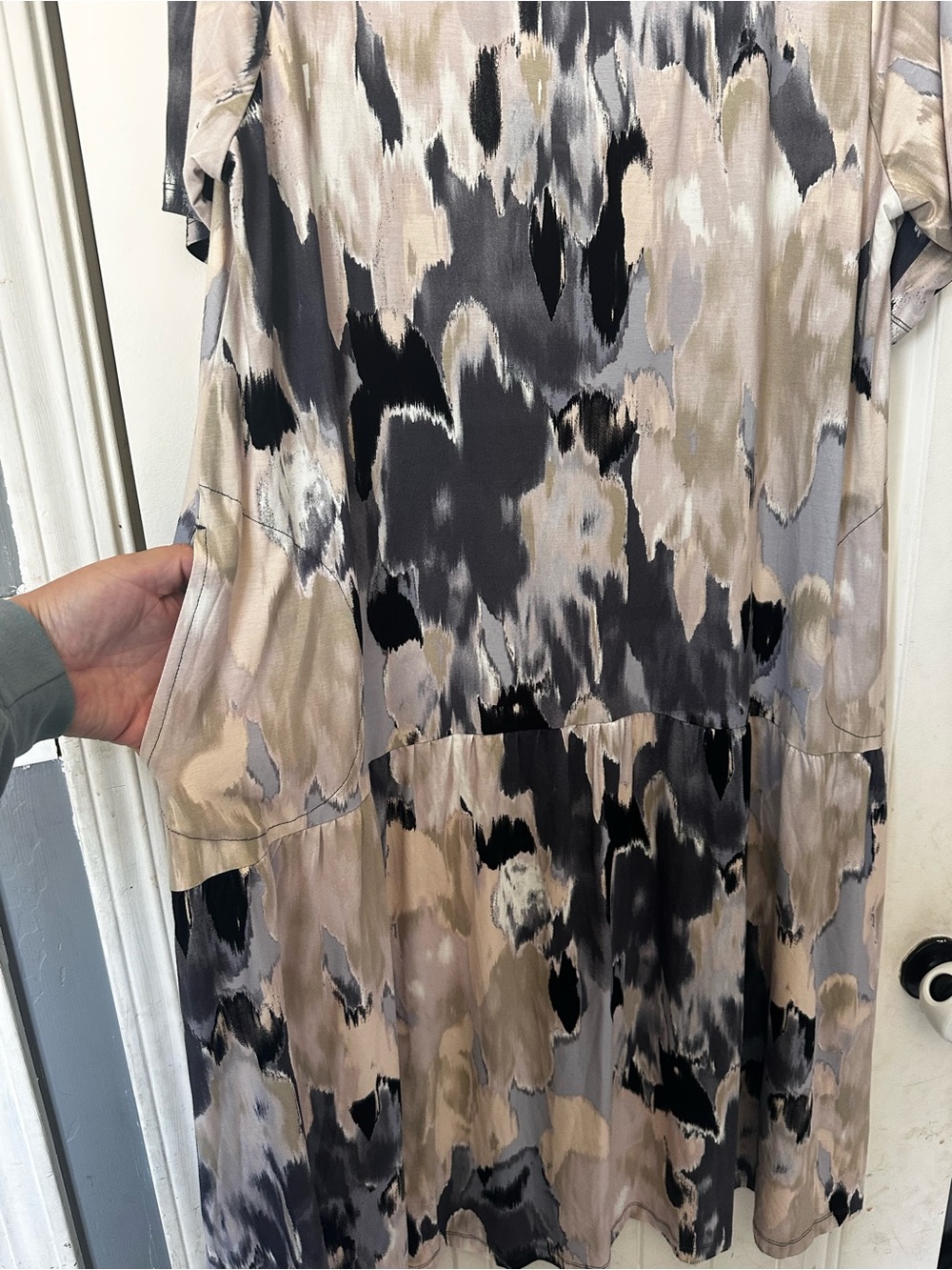 LOGO Lori Goldstein Watercolor Abstract Print Drop Waist Midi Dress XL - Picture 3 of 6